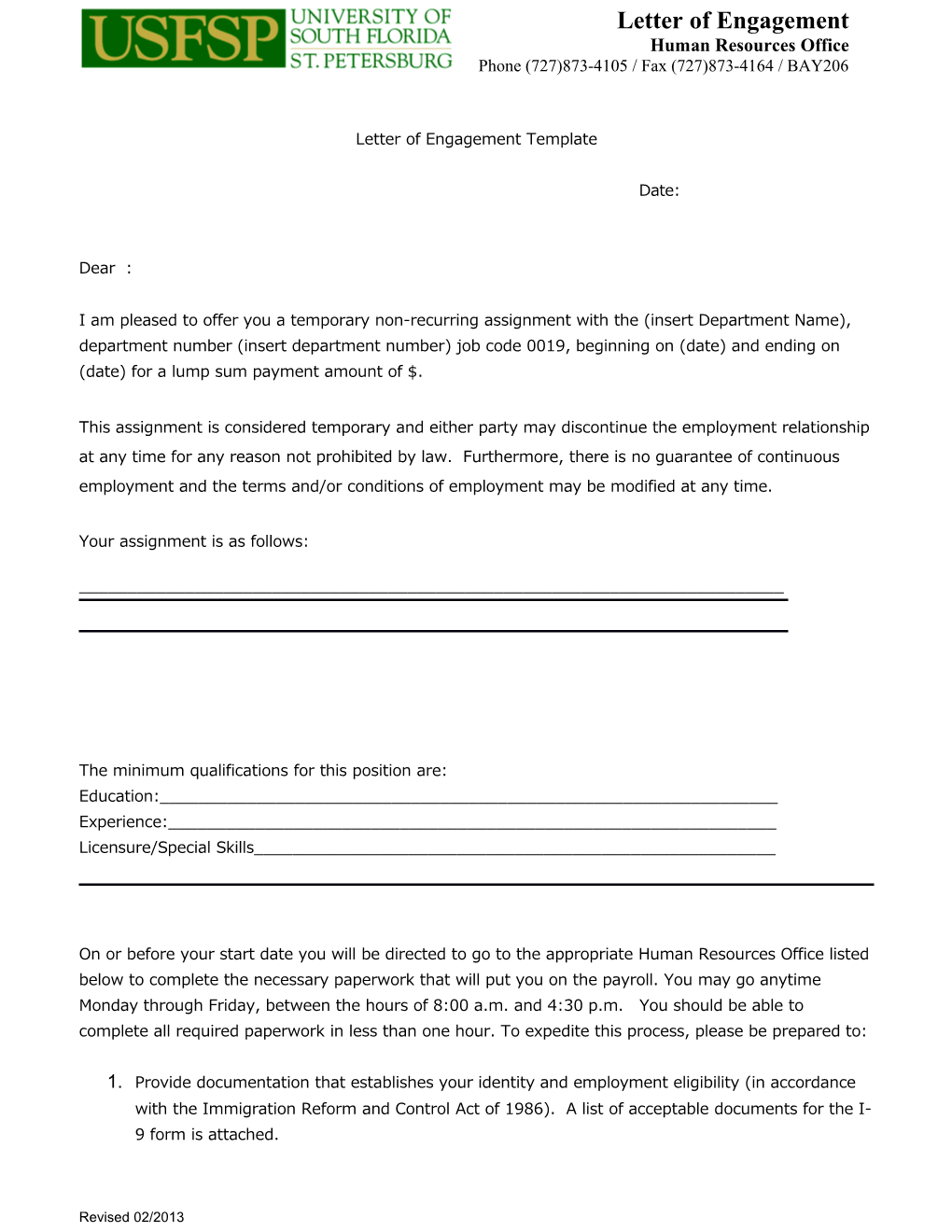 Letter of Engagement Template