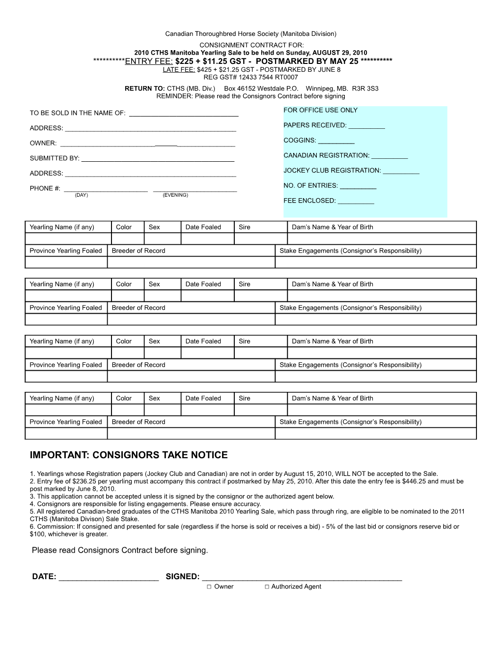 Canadian Thoroughbred Horse Society (Manitoba Division)