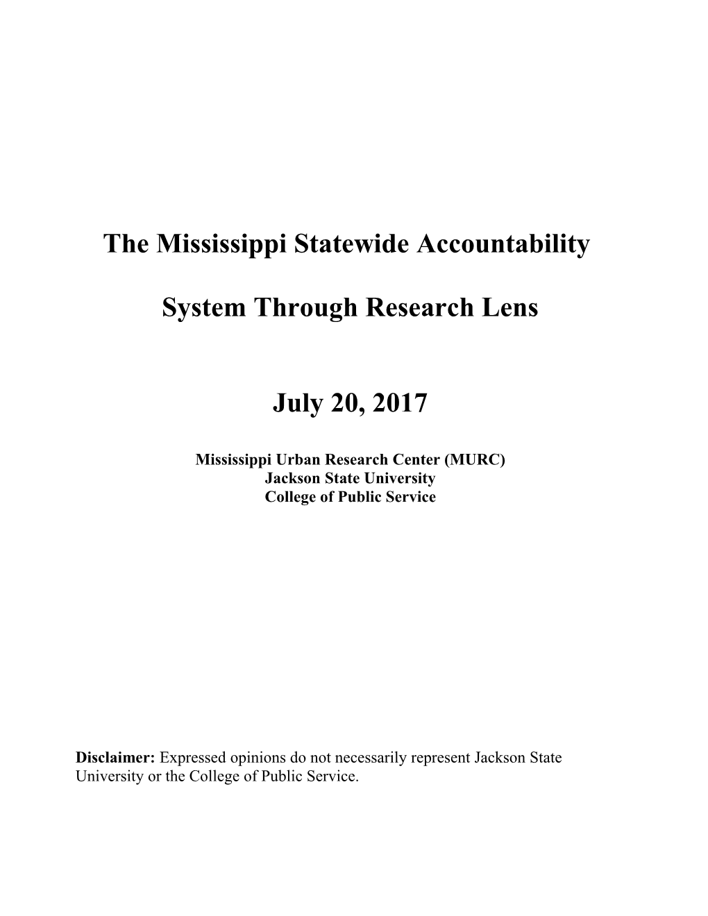 The Mississippi Statewide Accountability