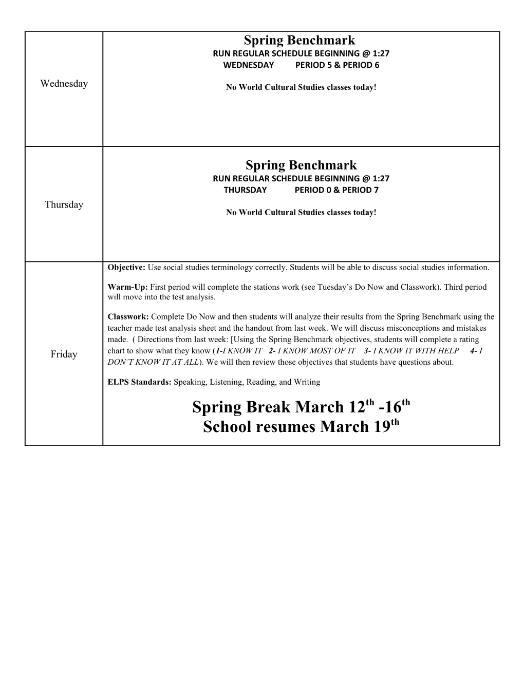 Teacher Name: Roderick Steward Week Of: Mar 5-9, 2012