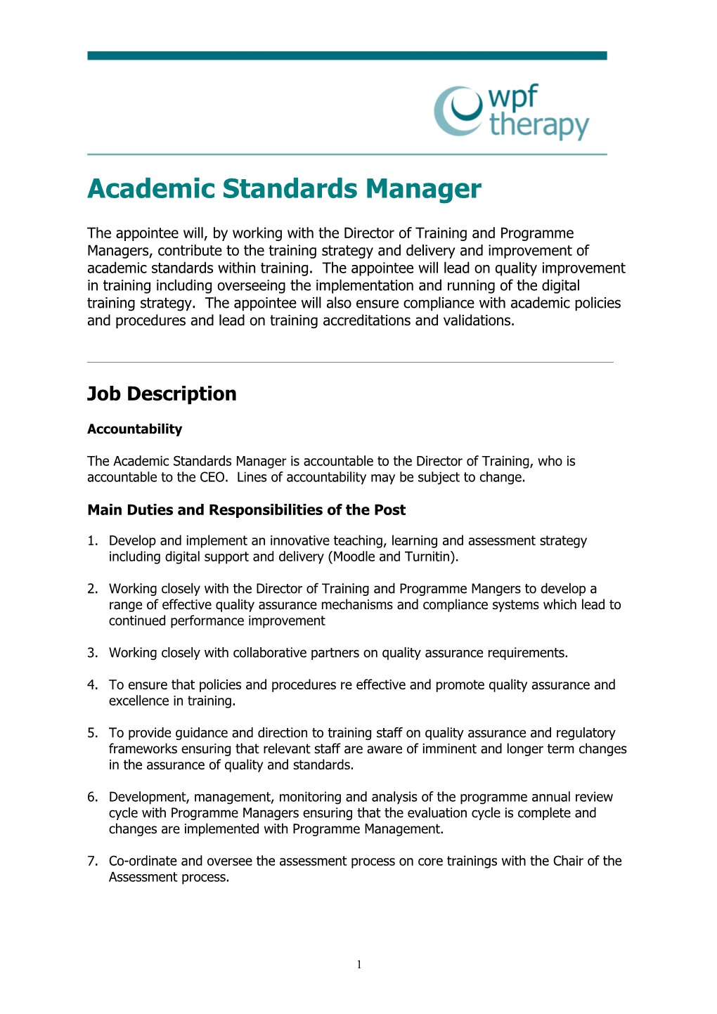 Academic Standards Manager