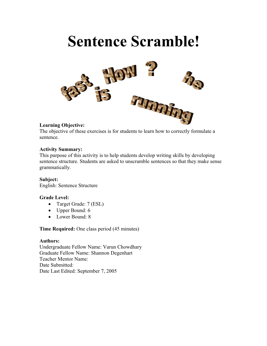 Sentence Scramble!