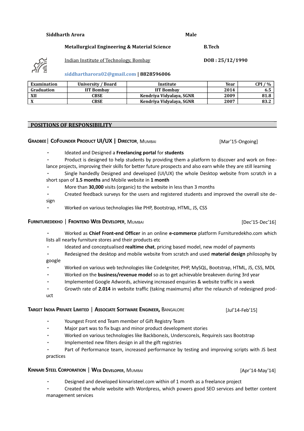 Metallurgical Engineering & Material Science B.Tech