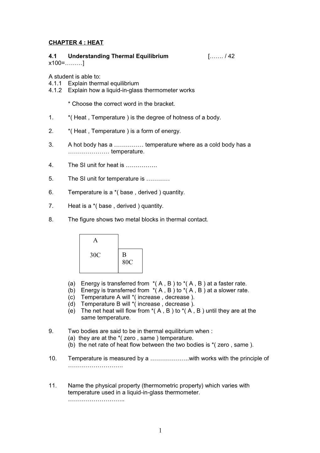 4.1Understanding Thermal Equilibrium . / 42 X100=