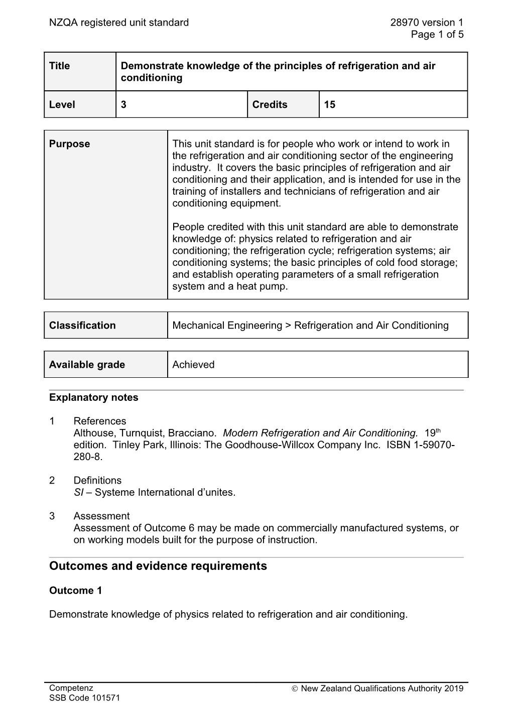 28970 Demonstrate Knowledge of the Principles of Refrigeration and Air Conditioning