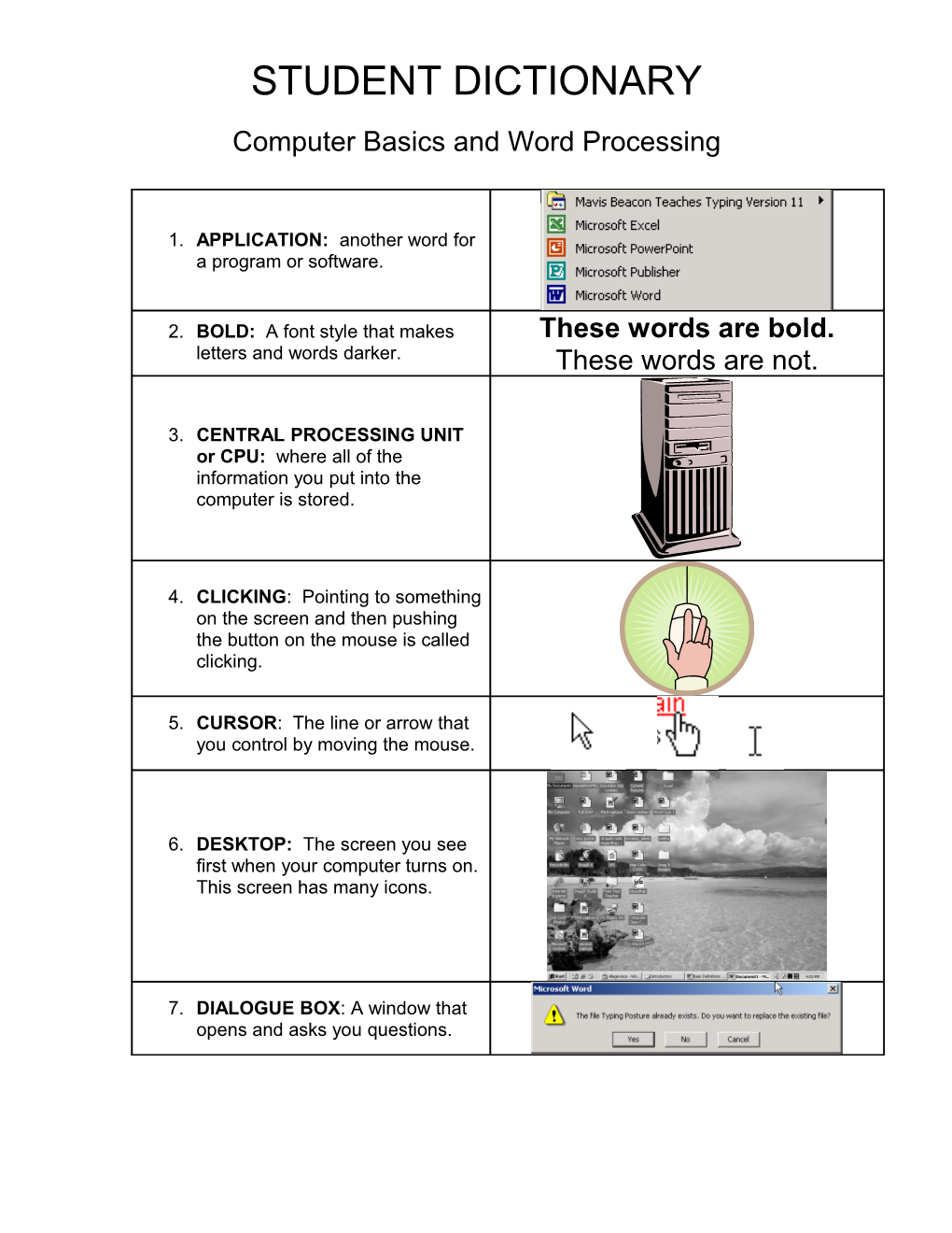 Computer Basics and Word Processing