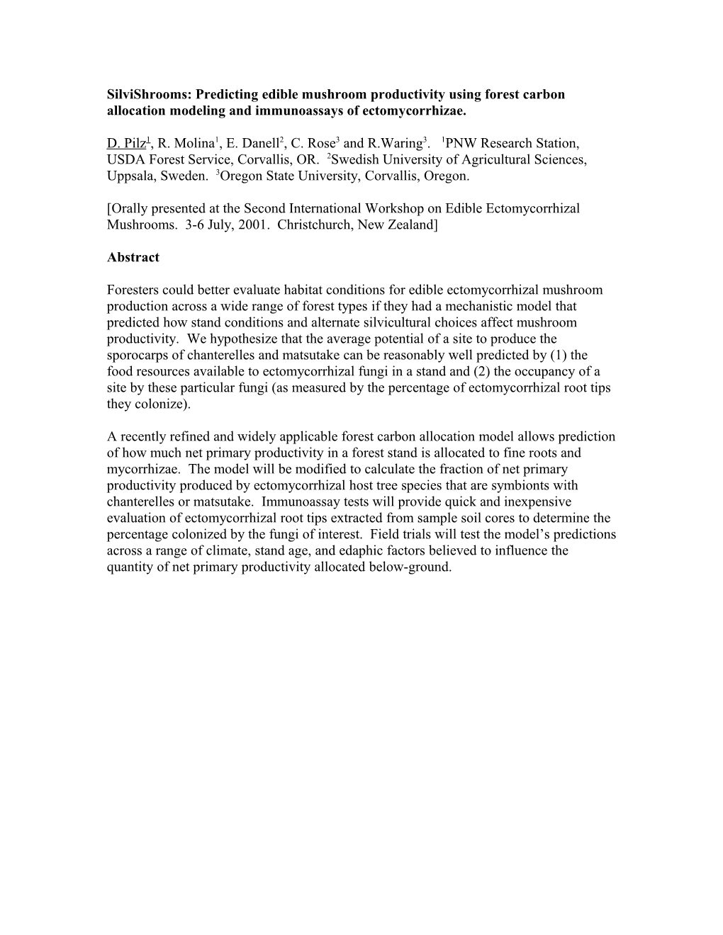 Silvishrooms: Predicting Edible Mushroom Productivity Using Forest Carbon Allocation Modeling