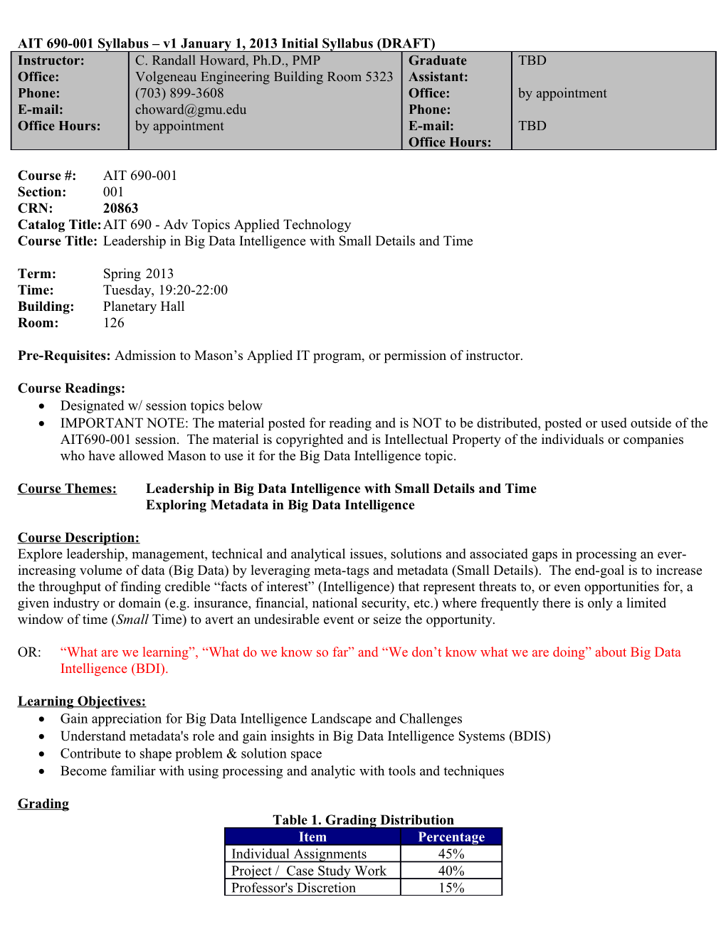 AIT 690-001 Syllabus V1january1, 2013Initial Syllabus (DRAFT)