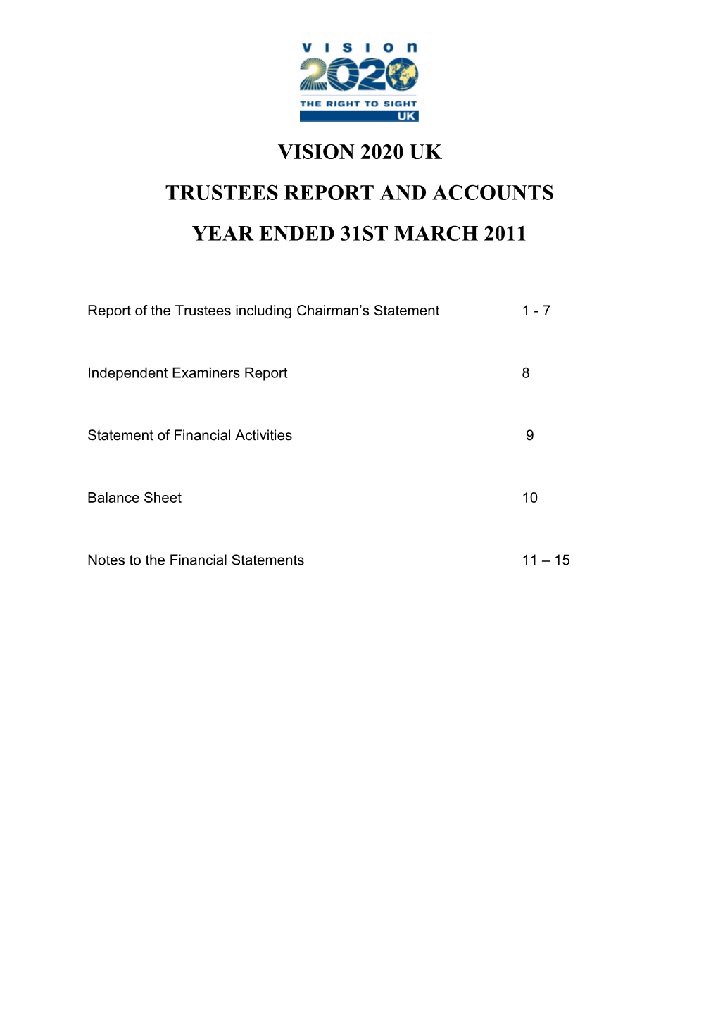 Trustees Report and Accounts