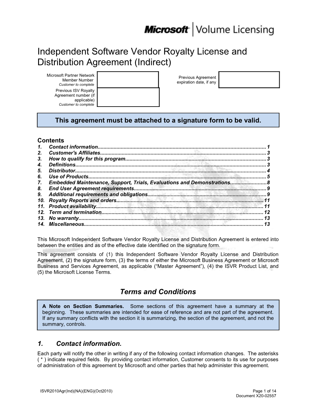 Independent Software Vendor Royalty License and Distribution Agreement (Indirect)