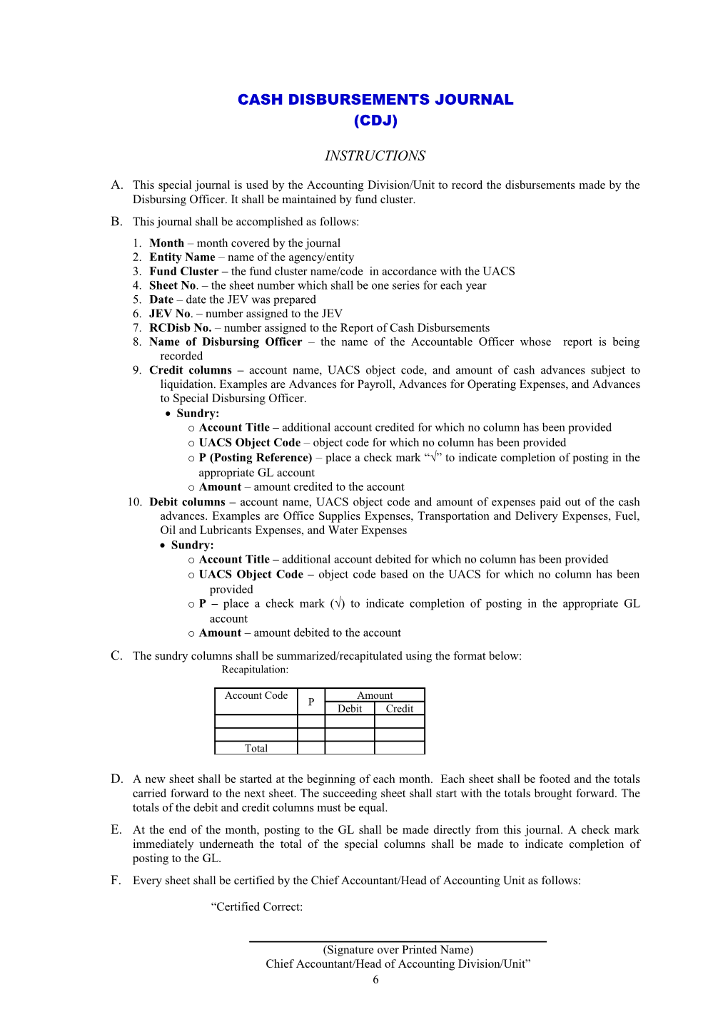 Cash Disbursements Journal