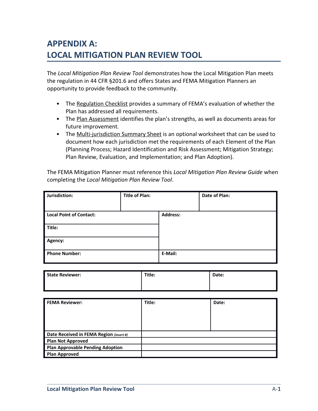 FEMA Plan Review Tool