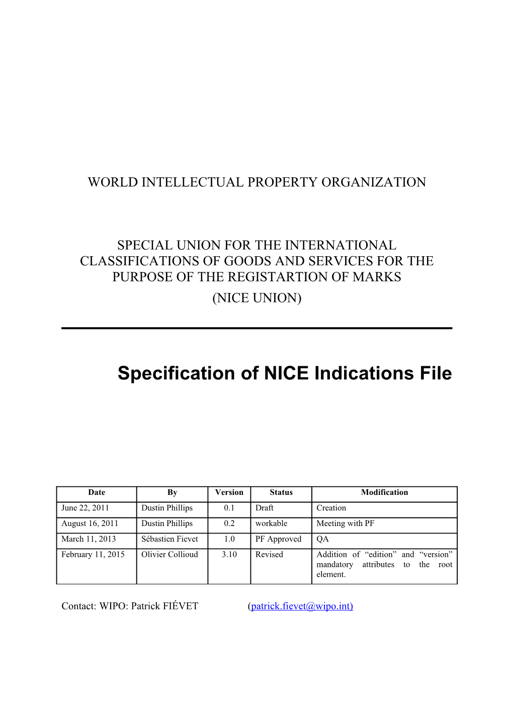 Specification of NICE Indications File