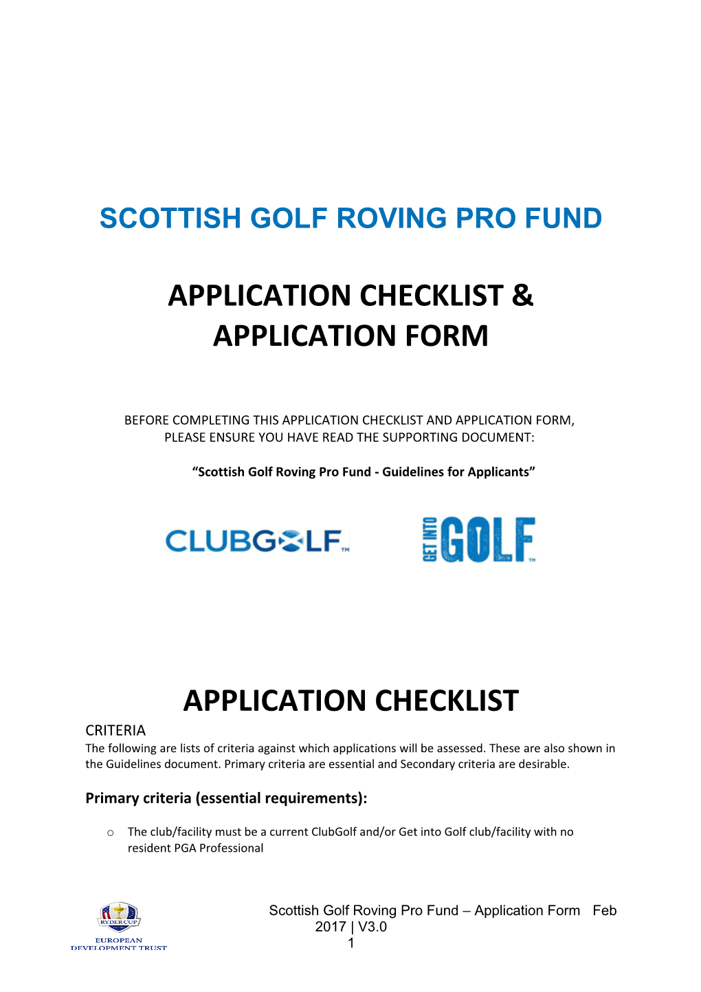 Scottish Golf Roving Pro Fund