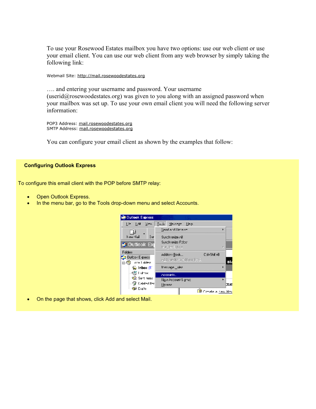 Configuring Outlook Express