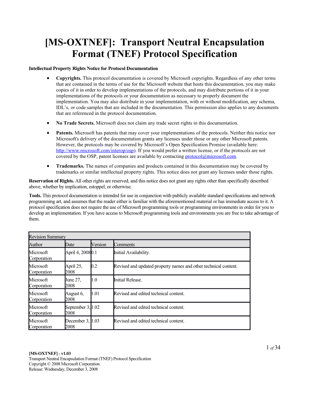 MS-OXTNEF : Transport Neutral Encapsulation Format (TNEF) Protocol Specification