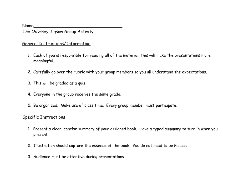 The Odysseyjigsaw Group Activity