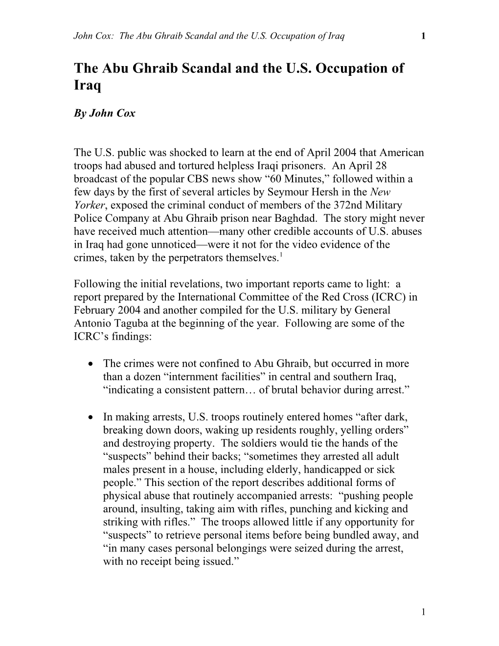 The Abu Ghraib Scandal and the U.S. Occupation of Iraq