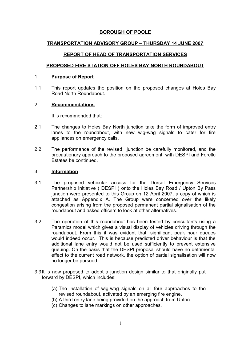 PFD Cllr White - 14062007 - Fire Station - Report