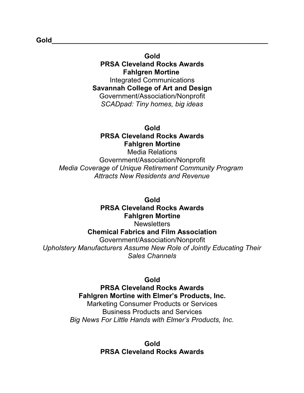 PRSA Cleveland Rocks Awards