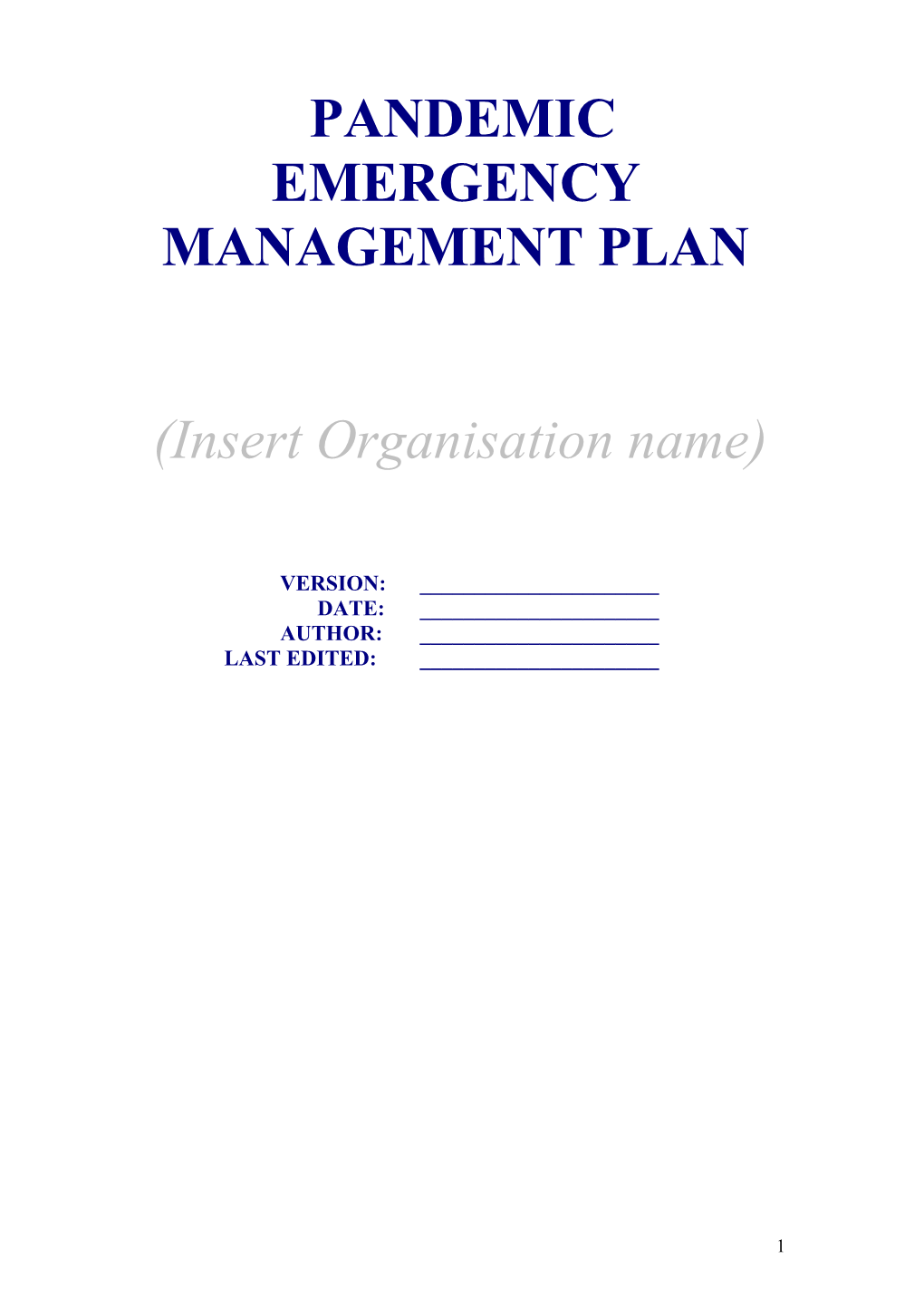 Template for Pandemic Plan DOC 585KB