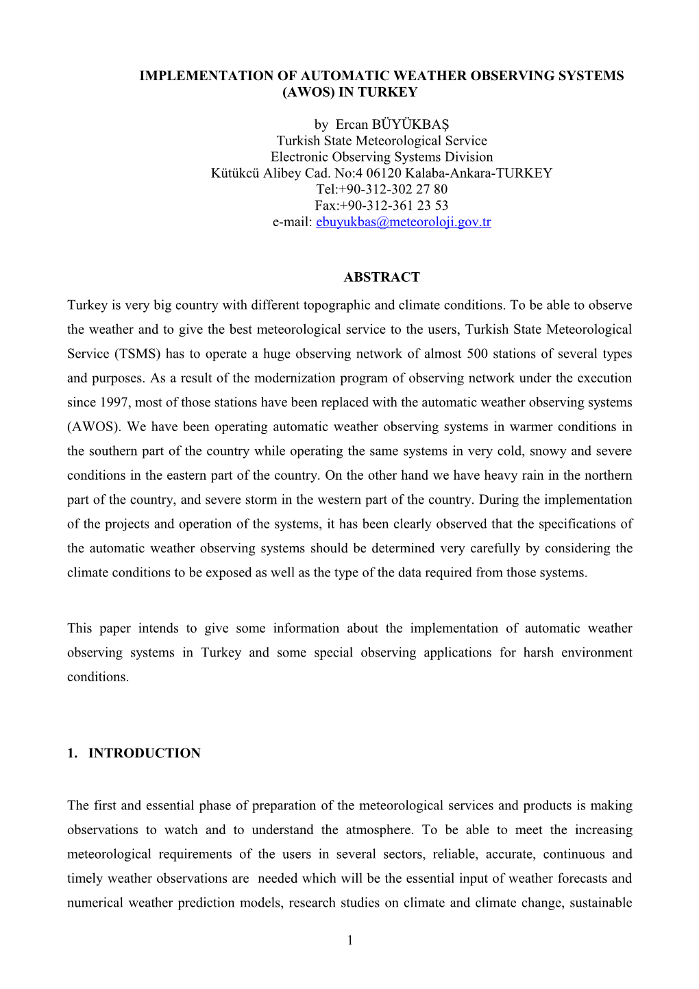 Training Activities on Meteorological Instruments