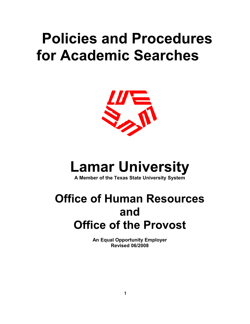 Policies and Procedures for Academic Searches