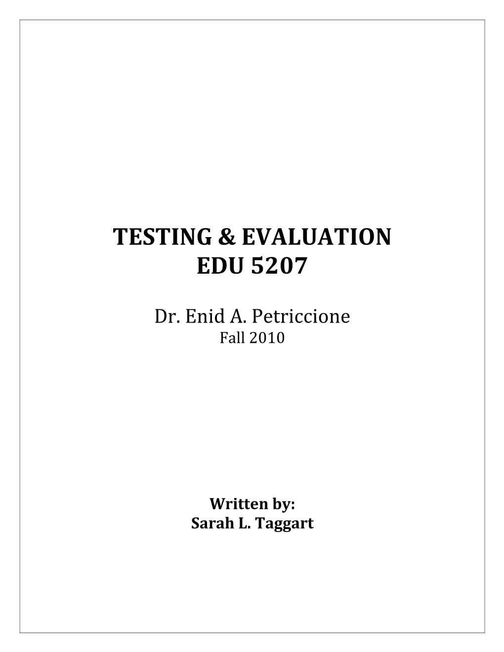 Testing & Evaluation