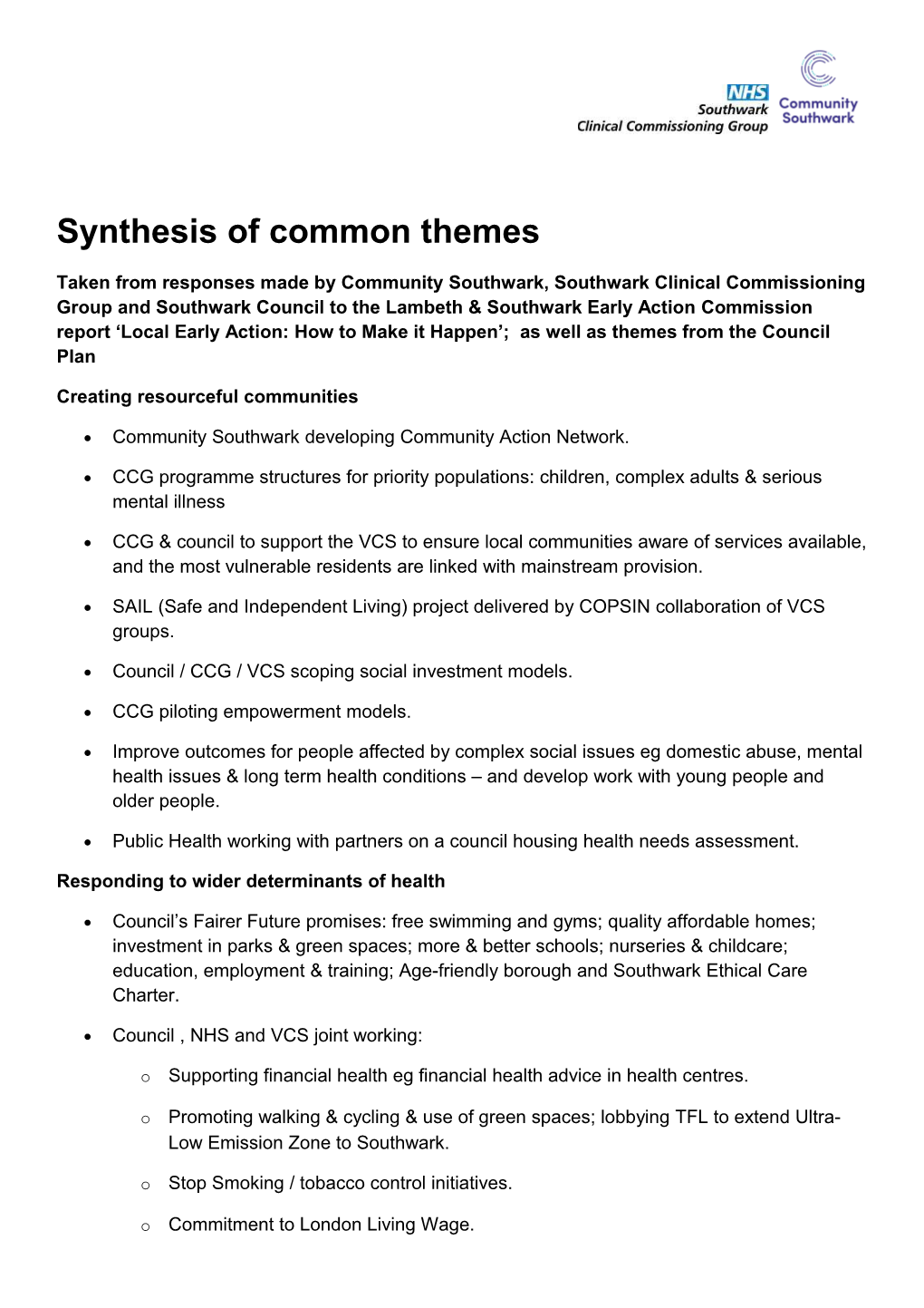 Synthesis of Common Themes
