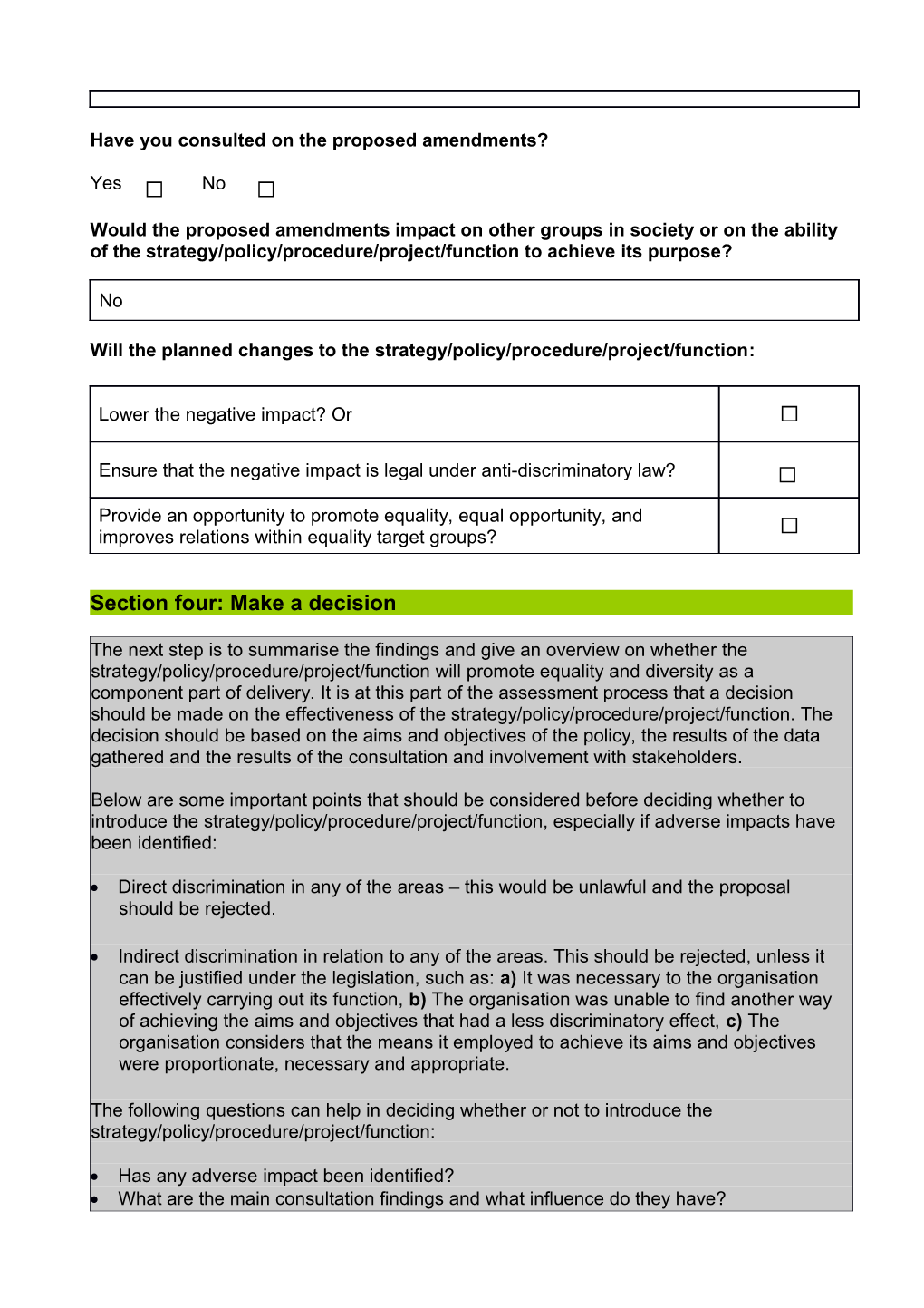 Equality Impact Assessment Form (Part 2)