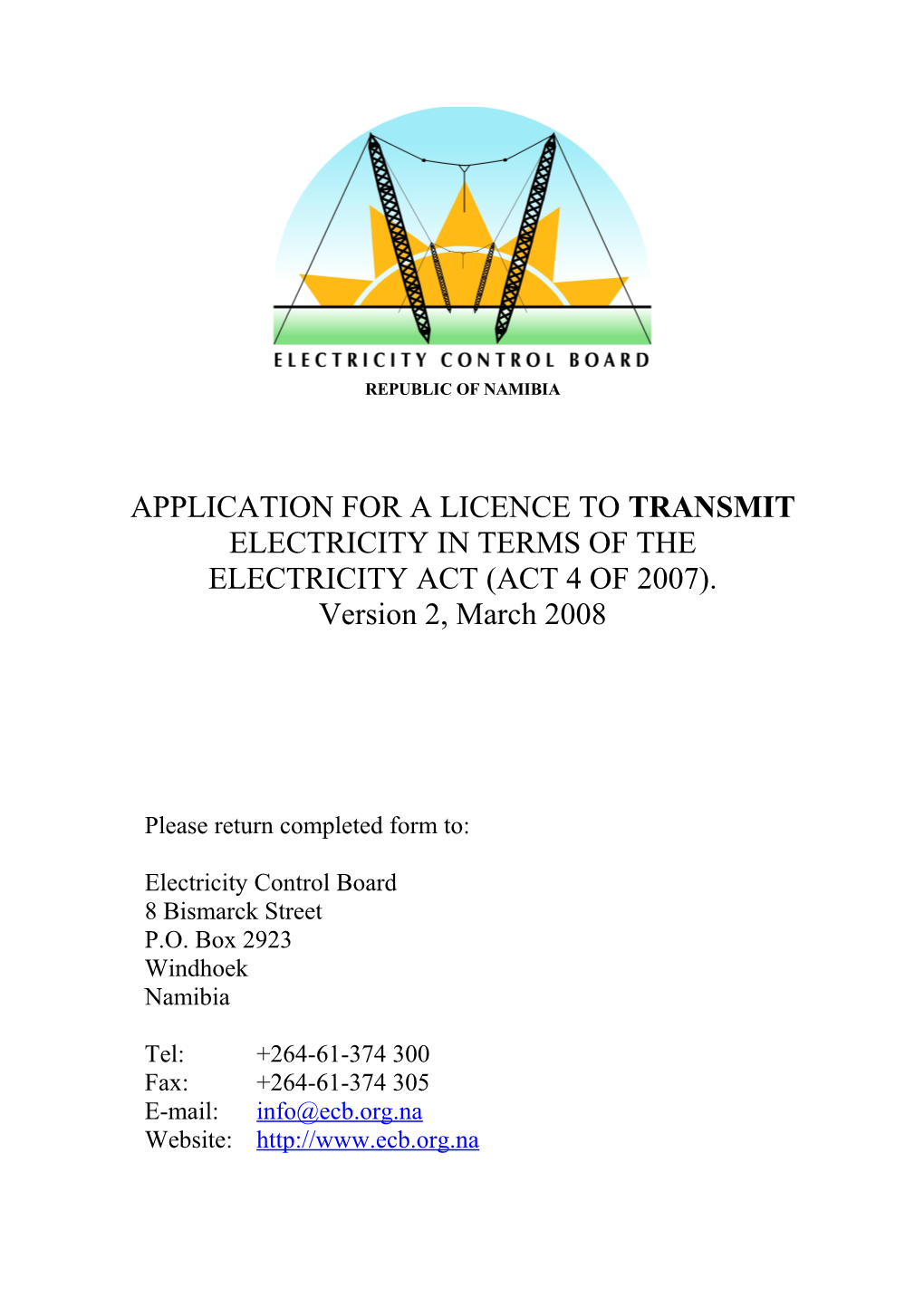 Application for a License to Distribute Electricity