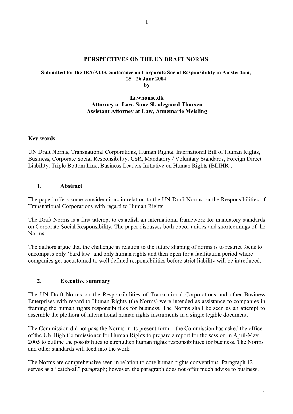 UN S Draft Norms on the Responsibilities of Transnational Corporations and Other Business