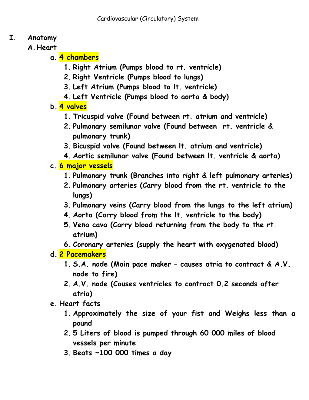 Cardiovascular (Circulatory) System