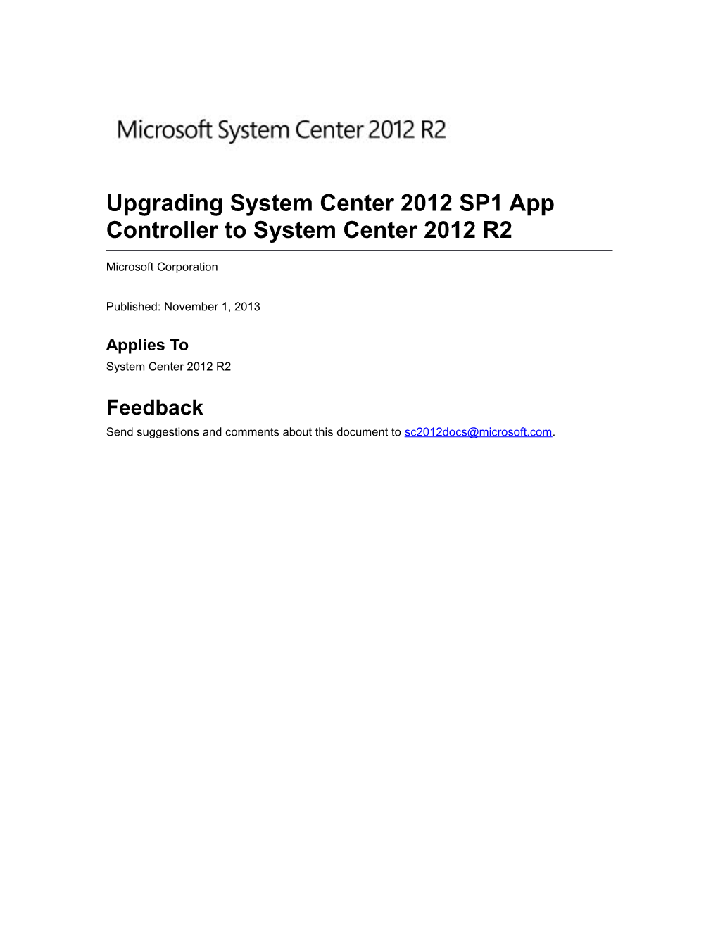 Upgrading System Center 2012 SP1 App Controller to System Center 2012 R2