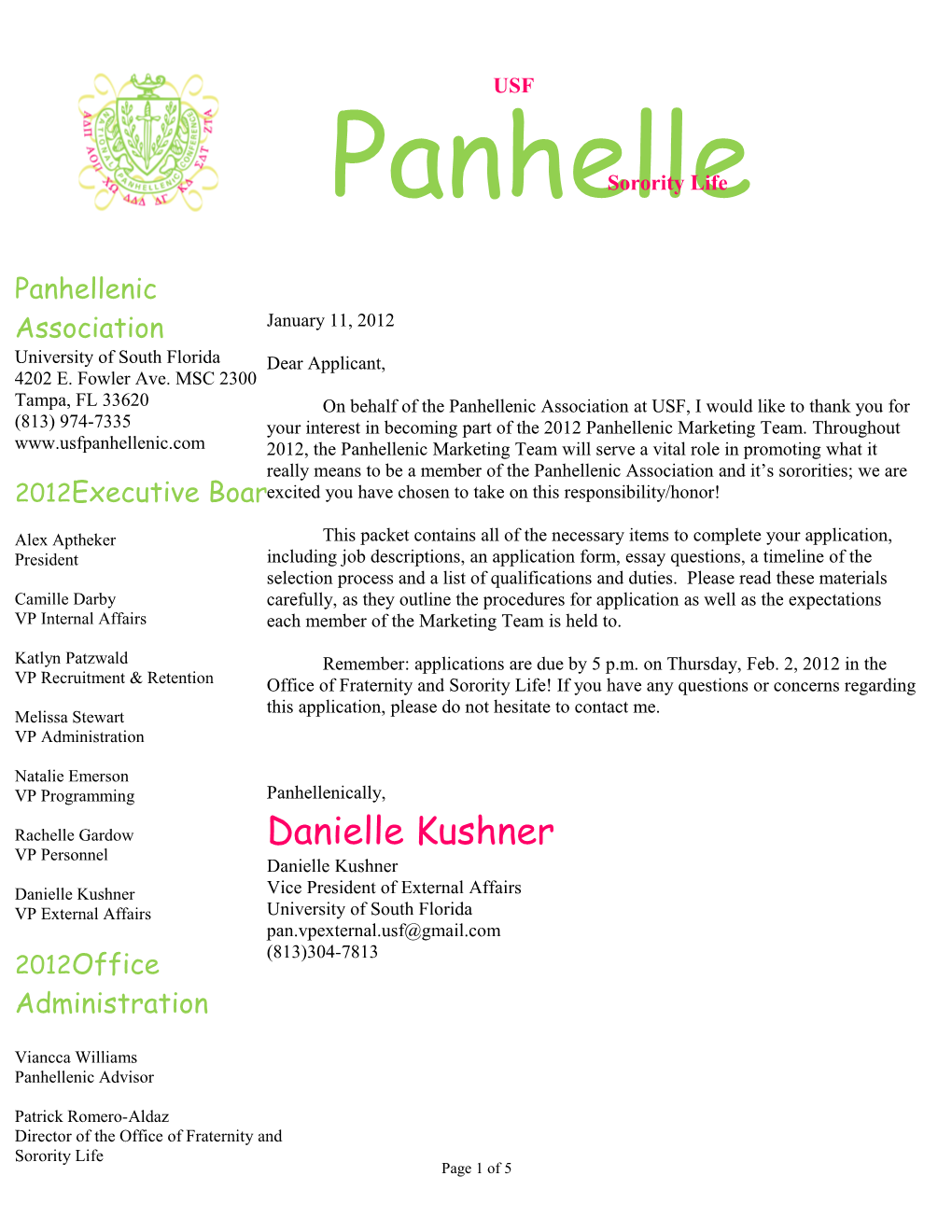 2012 Panhellenic Association