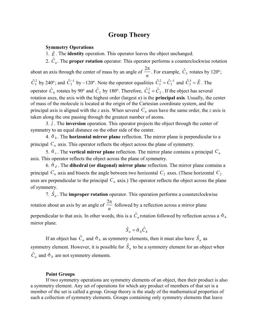 Symmetry Operations