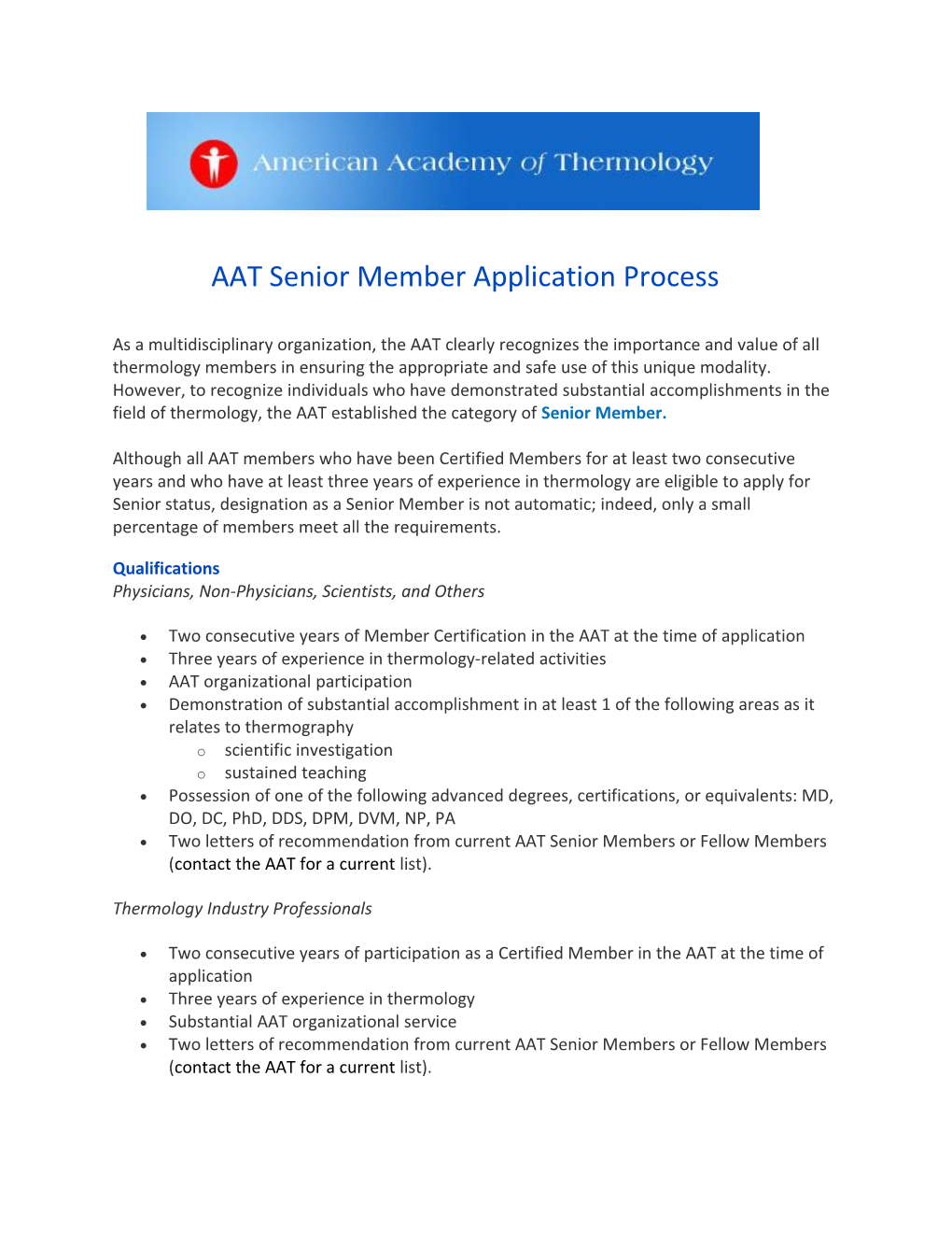AAT Senior Member Application Process