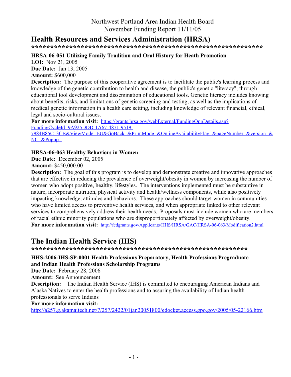 Title: Rural Health Care Services Outreach Grant Program HRSA 04-001