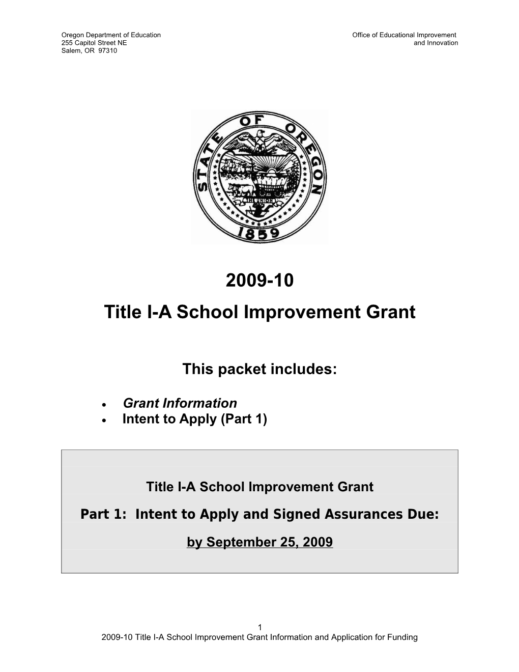 Oregon Department of Educationoffice of Educational Improvement