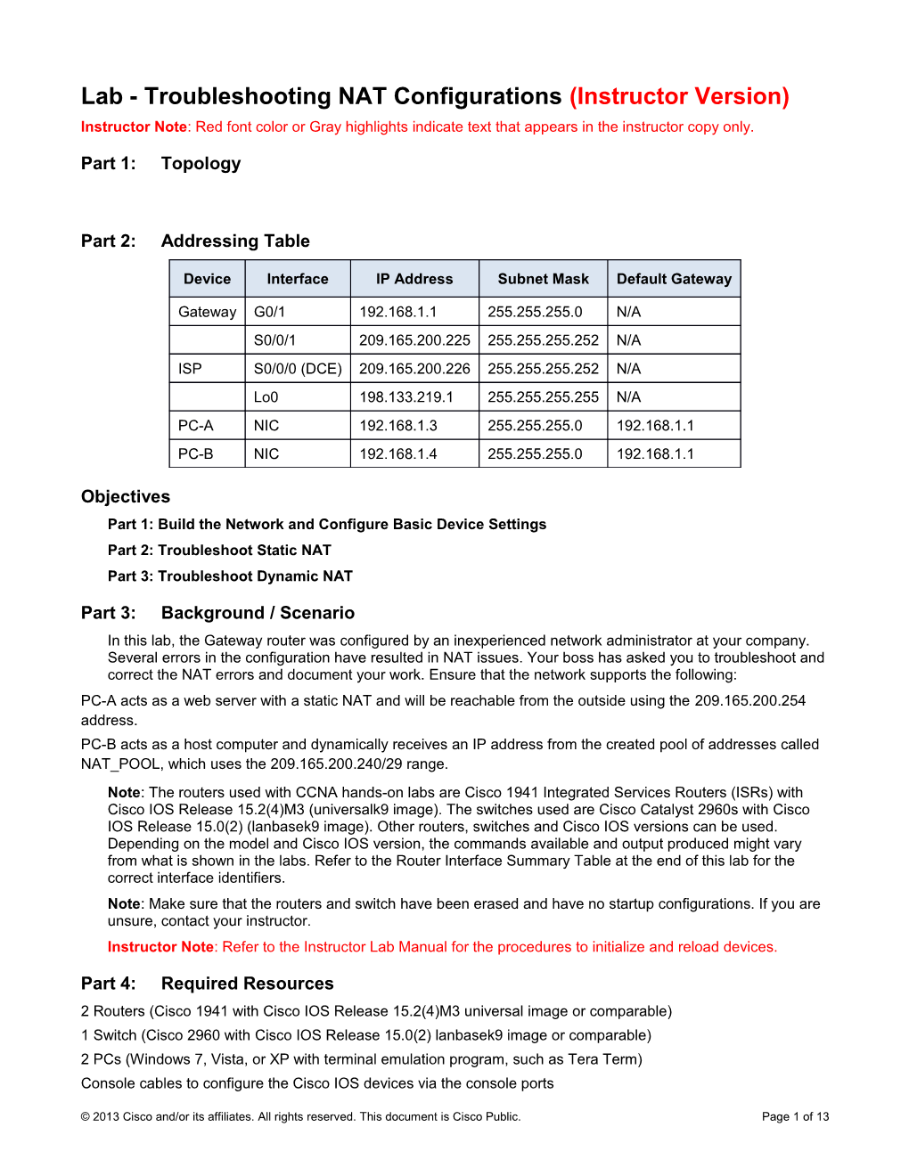 Lab -Troubleshooting NAT Configurations