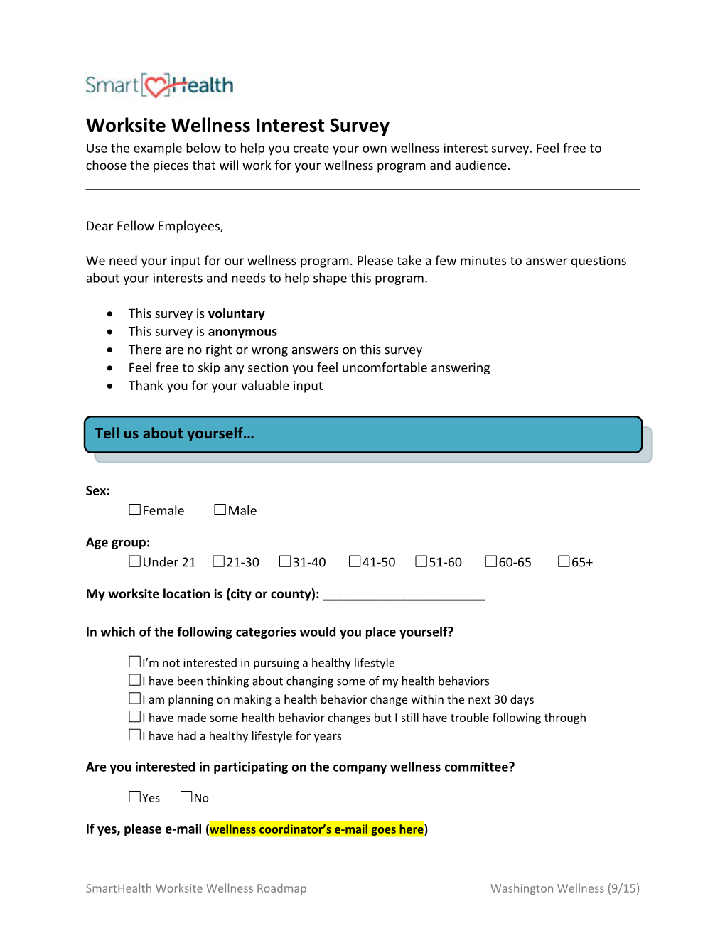 Worksite Wellness Interest Survey