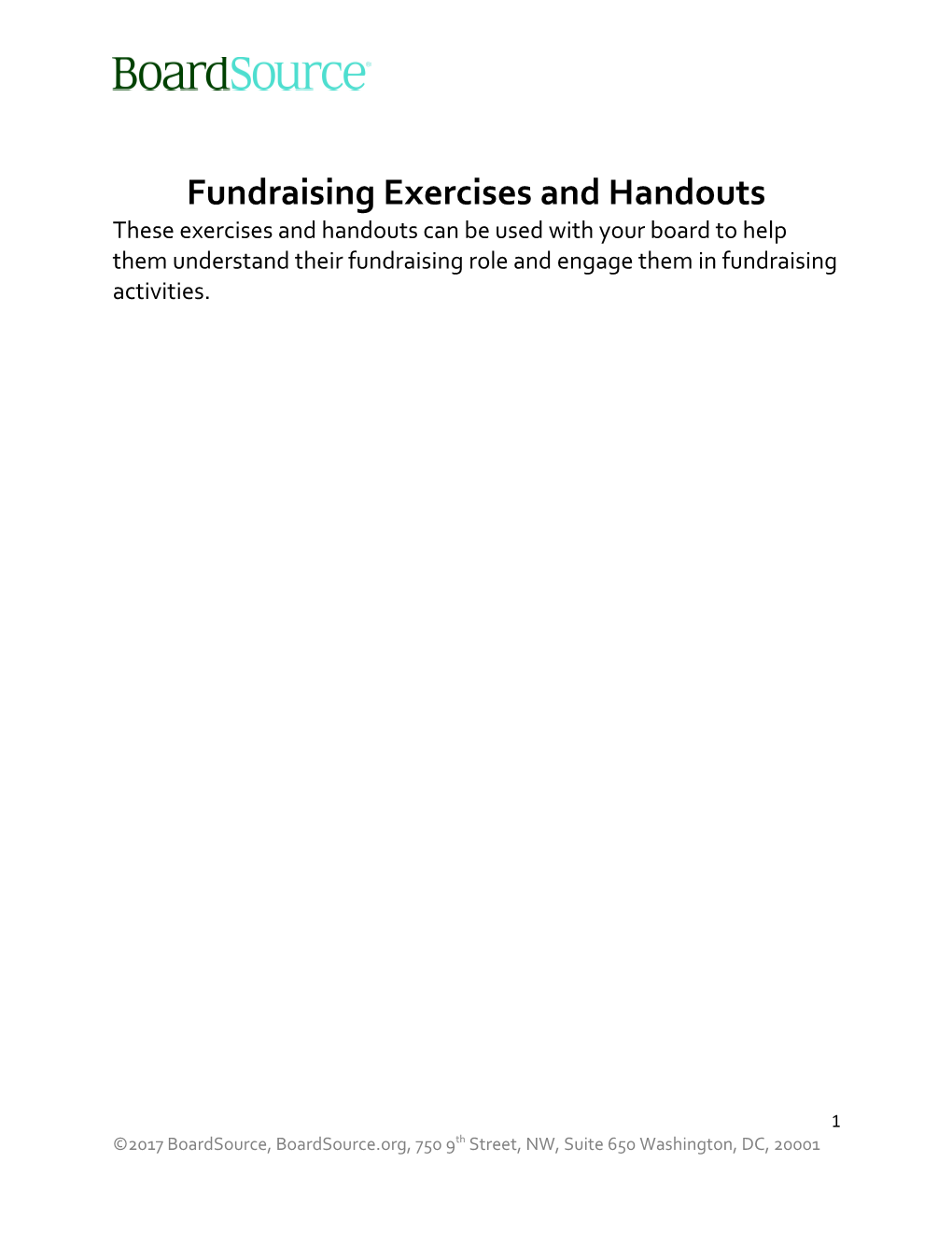 Fundraising Exercises and Handouts