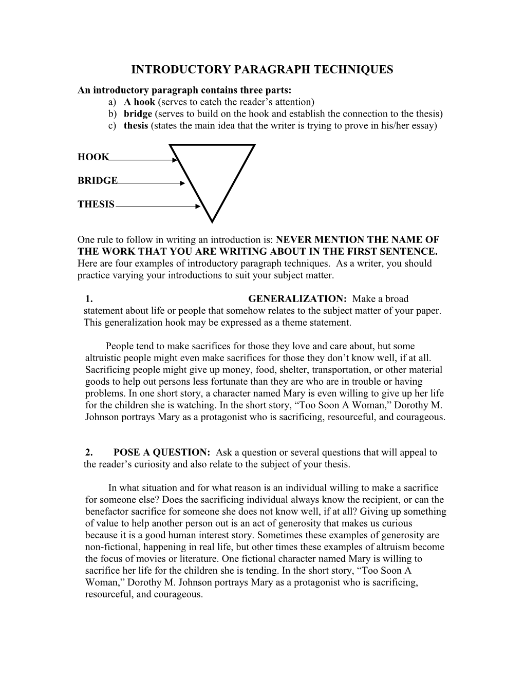 Introductory Paragraph Techniques