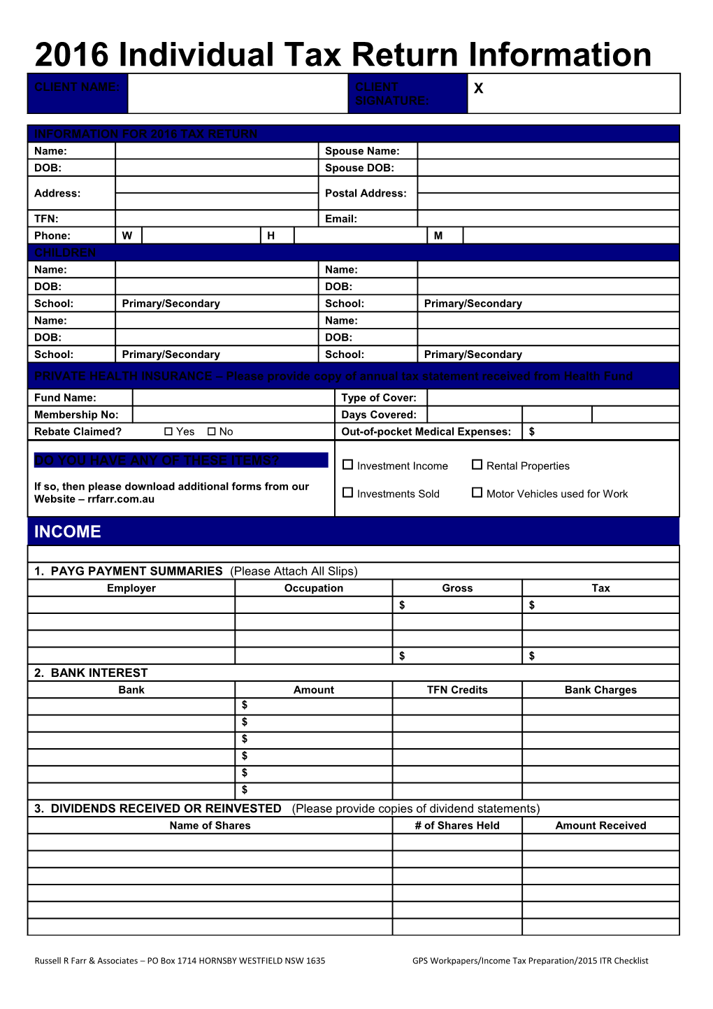 2010 Individual Tax Return Information