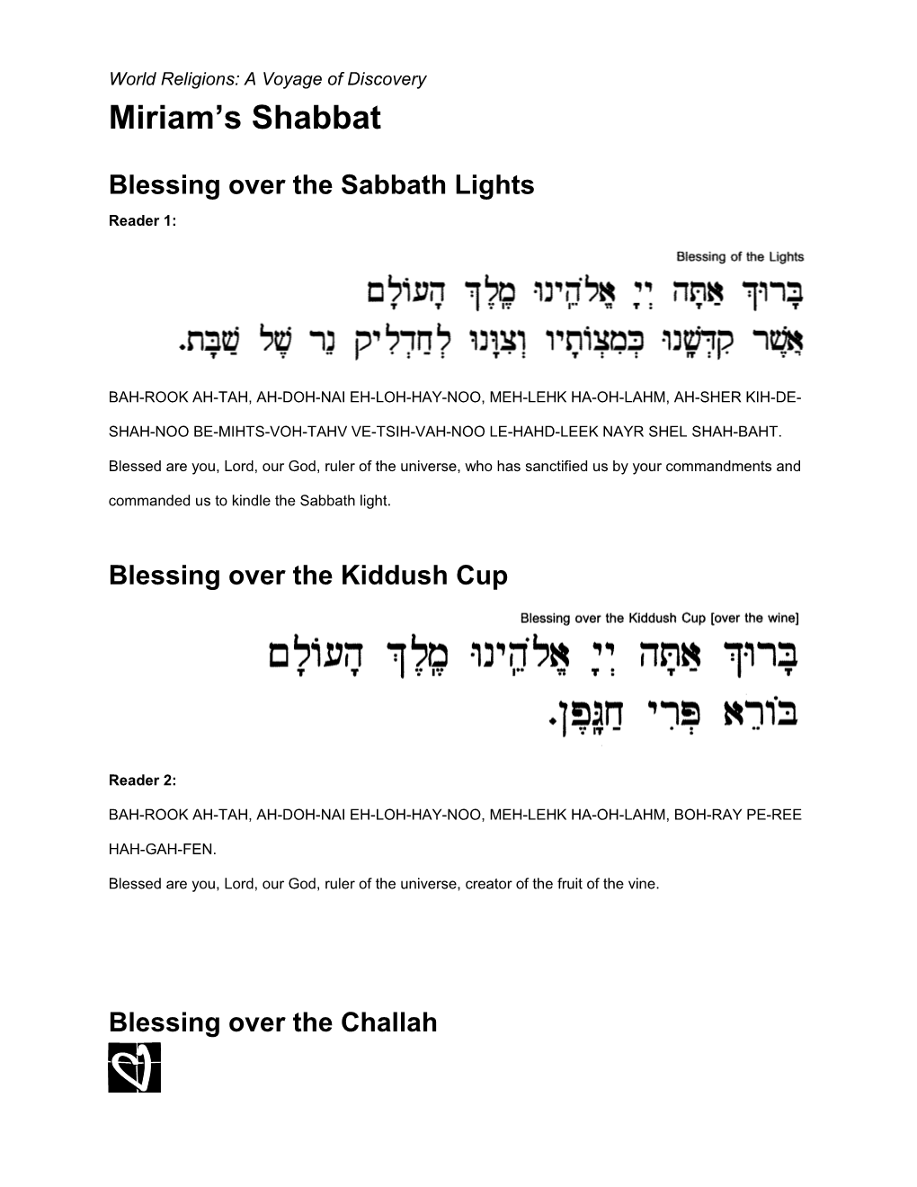 Blessing Over the Sabbath Lights
