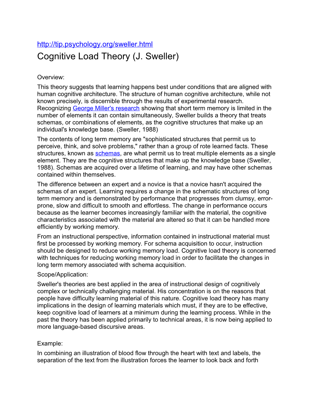 Cognitive Load Theory (J. Sweller)
