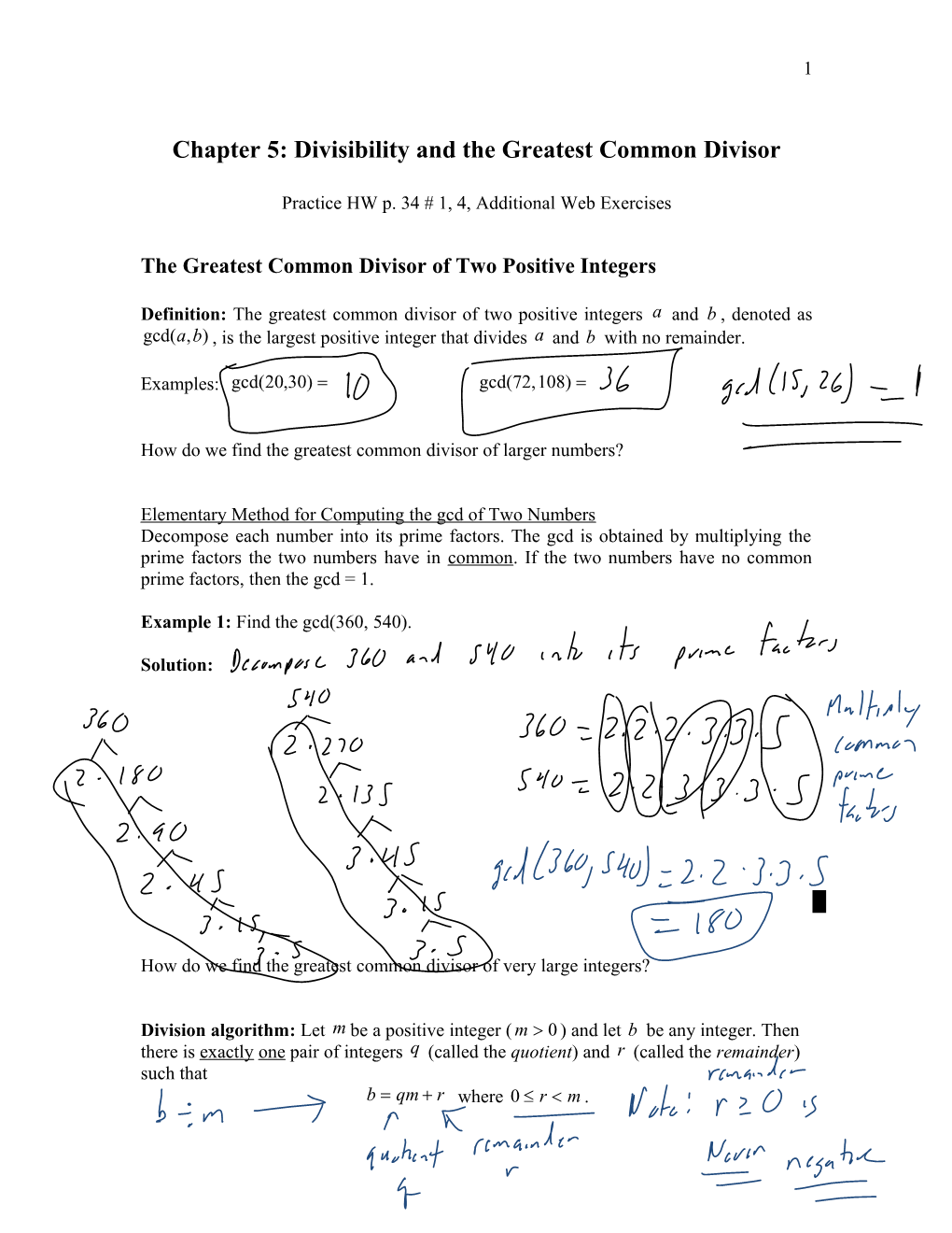 Chapter 5: Divisibility and the Greatest Common Divisor