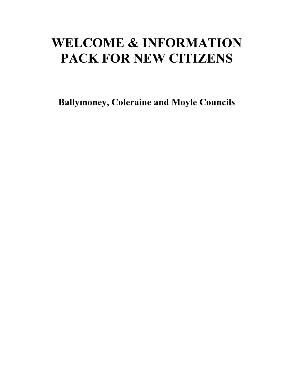 Welcome & Information Pack for New Citizens