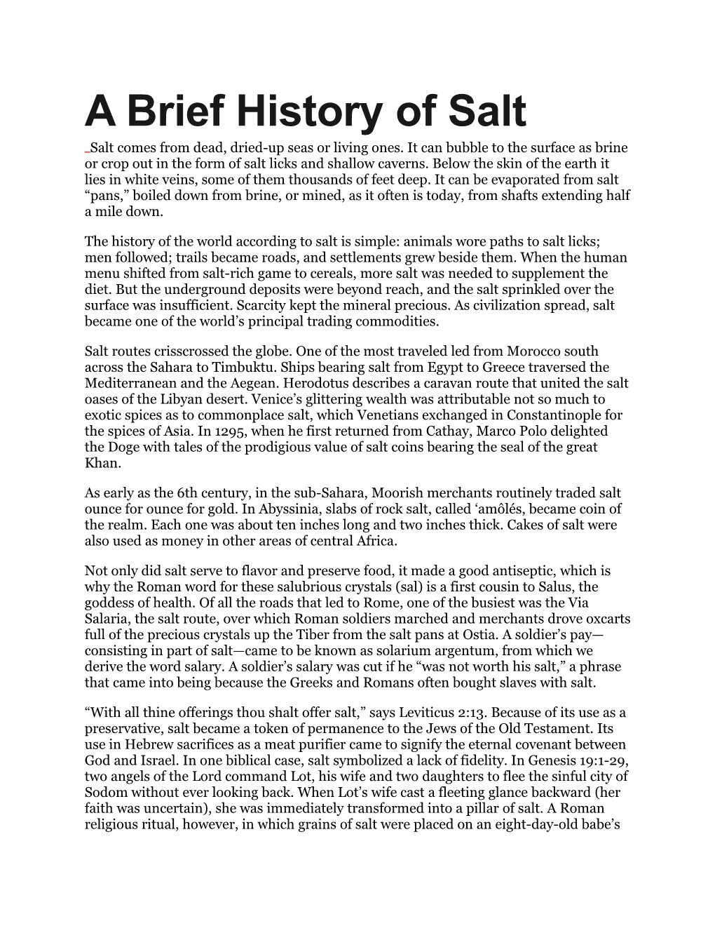 A Brief History of Salt