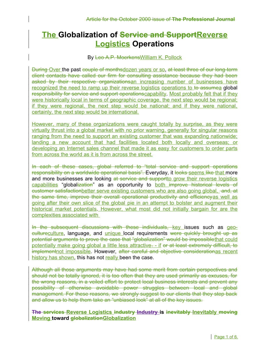 The Globalization of Reverse Logistics Operations